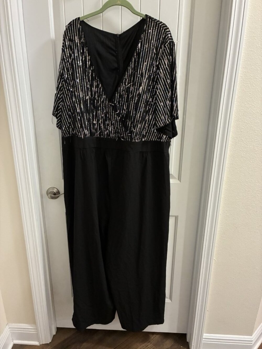 Bloom Chic Sequined Wide Leg Jumpsuit In Black Size 26 4X Worn Once